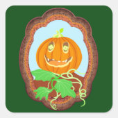 Halloween pumpkin smiling whimsical and spooky quadratischer aufkleber (Vorderseite)