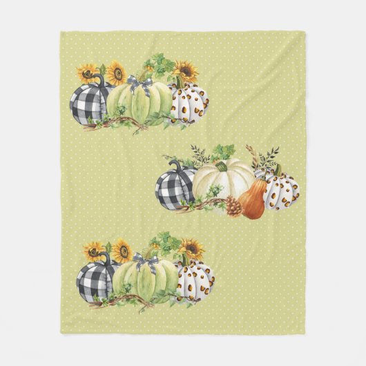 Halloween Pumpkin Sonnenblume Erntedank Kariert Fleecedecke (Vorderseite)