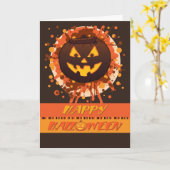 Halloween Pumpkin-Spaß, Grunge, Menacing-Look Karte (Gelbe Blume)