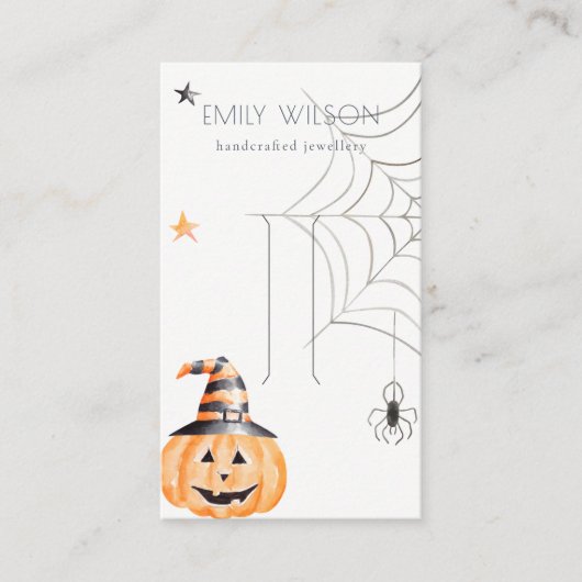 Halloween Pumpkin Spider Hair Clip Juwelier Visitenkarte (Vorderseite)