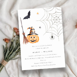 Halloween Pumpkin Spider Web Paare Dusche Einladun Dankeskarte