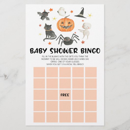 Halloween Pumpkin Spooky Bingo Baby Shower Game Briefpapier (Vorderseite)