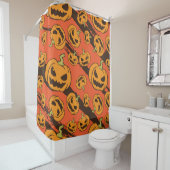 Halloween Pumpkin: Spooky Seamless Pattern Duschvorhang (Beispiel)