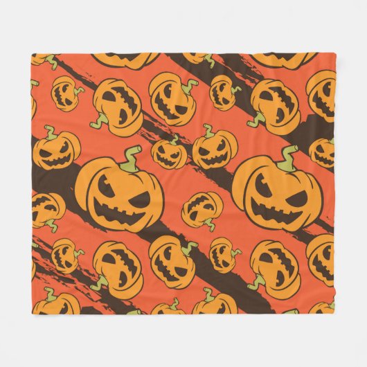 Halloween Pumpkin: Spooky Seamless Pattern Fleecedecke (Vorderseite (Horizontal))