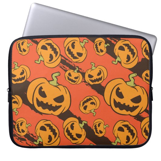 Halloween Pumpkin: Spooky Seamless Pattern Laptopschutzhülle (Vorderseite)