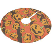 Halloween Pumpkin: Spooky Seamless Pattern Polyester Weihnachtsbaumdecke (Schrägansicht)