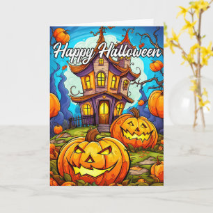 Halloween Pumpkin & Spuk House Karte
