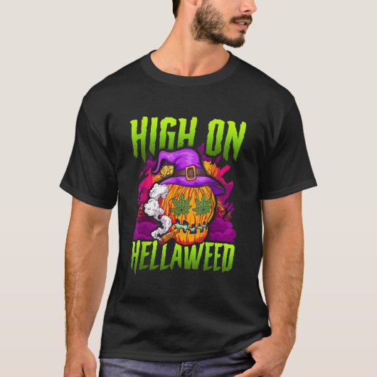 Halloween Pumpkin Stoner Weed Joint Smoking TShirt (Vorderseite)