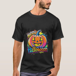 Halloween Pumpkin T - Shirt Colorful Happy Hallowe