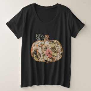 Halloween Pumpkin T - Shirt Vintag Floral Applique