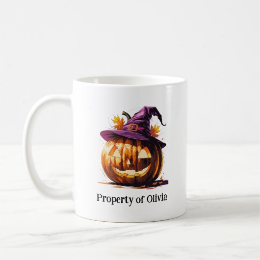 Halloween Pumpkin trägt einen Hexenhut Kaffeetasse (Links)
