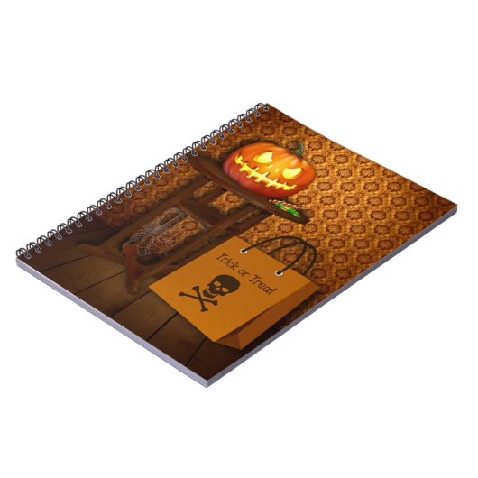 Halloween Pumpkin Trick oder Treat Notizblock (Linke Seite)