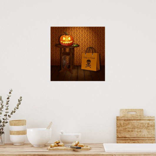 Halloween Pumpkin Trick oder Treat Poster (Küche)