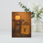 Halloween Pumpkin Trick oder Treat Postkarte (Stehend Vorderseite)