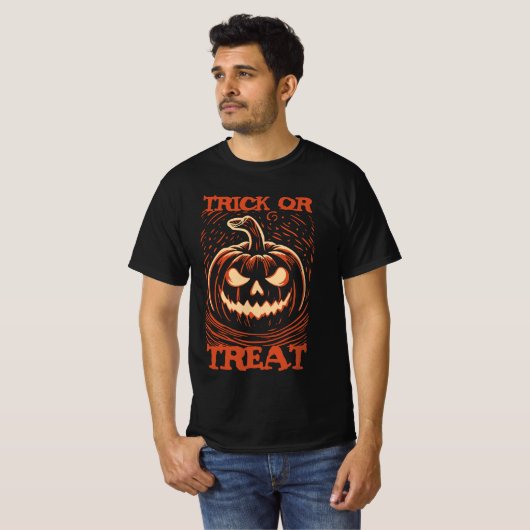 Halloween Pumpkin Trick oder Treat T-Shirt (Vorne ganz)