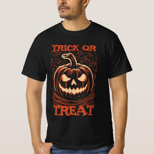 Halloween Pumpkin Trick oder Treat T-Shirt (Vorderseite)