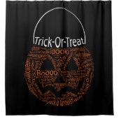 Halloween Pumpkin Typografie Black Orange Duschvorhang (Vorderseite)