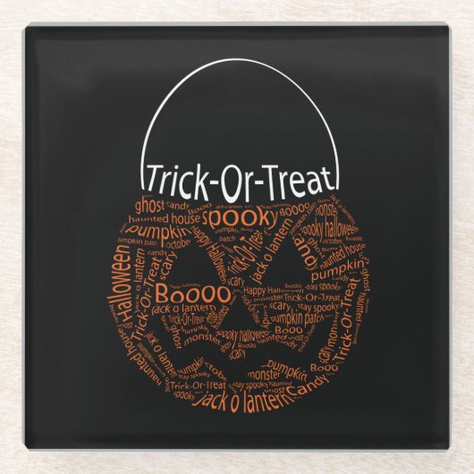 Halloween Pumpkin Typografie Orange Black Glasuntersetzer (Vorderseite)