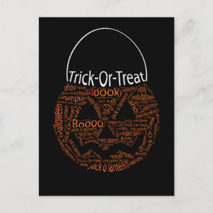 Halloween Pumpkin Typografie Orange Black Postkarte