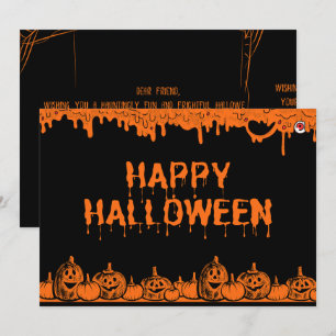 Halloween Pumpkin Typografie Zitat Flat Gruß Karte