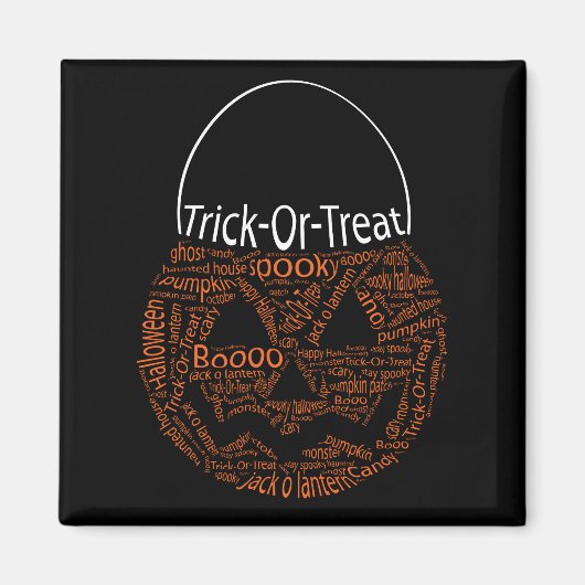 Halloween Pumpkin Typografy Trick or Treat Magnet (Vorne)