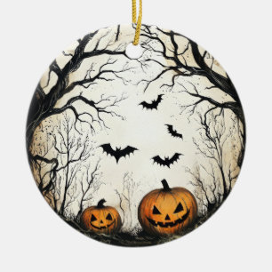Halloween Pumpkin und Bat Keramik Ornament