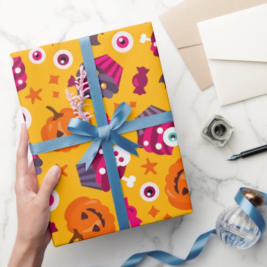 HALLOWEEN PUMPKIN UND EYEBALLS GESCHENKPAPIER (Schenken)