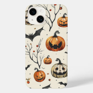 Halloween Pumpkin und Fledermaus Pattern Vintager Case-Mate iPhone 14 Hülle