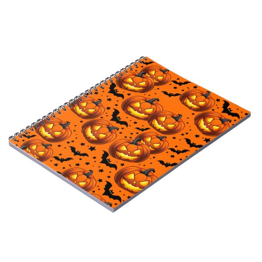 Halloween Pumpkin und Fledermäuse Notizblock (Linke Seite)