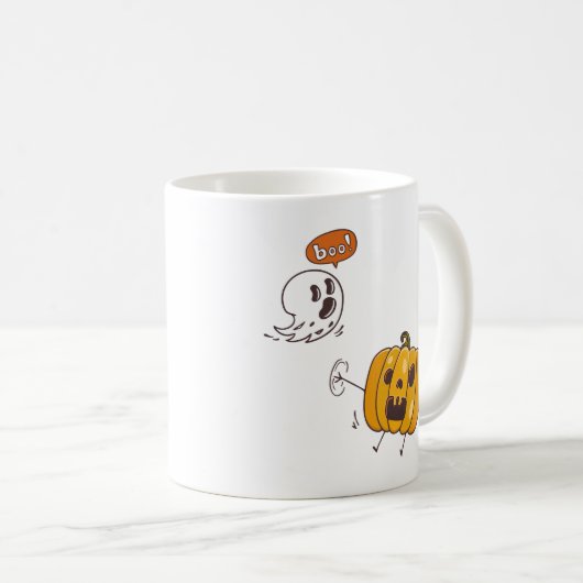 Halloween Pumpkin und Ghost-Boo-Tasse Kaffeetasse (VorderseiteRechts)