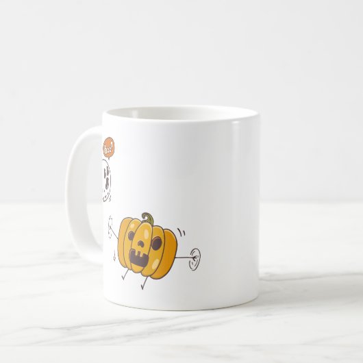 Halloween Pumpkin und Ghost-Boo-Tasse Kaffeetasse (Vorderseite Links)