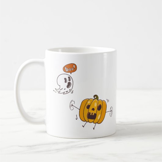 Halloween Pumpkin und Ghost-Boo-Tasse Kaffeetasse (Links)