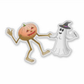 Halloween Pumpkin und Ghost tanzen Aufkleber (Vorderseite)