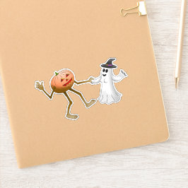 Halloween Pumpkin und Ghost tanzen Aufkleber