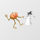 Halloween Pumpkin und Ghost tanzen Fensteraufkleber (Blatt)