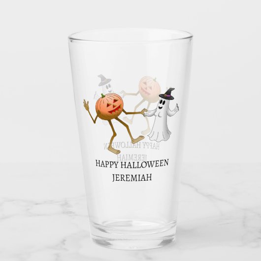 Halloween Pumpkin und Ghost tanzen Glas (Vorderseite)