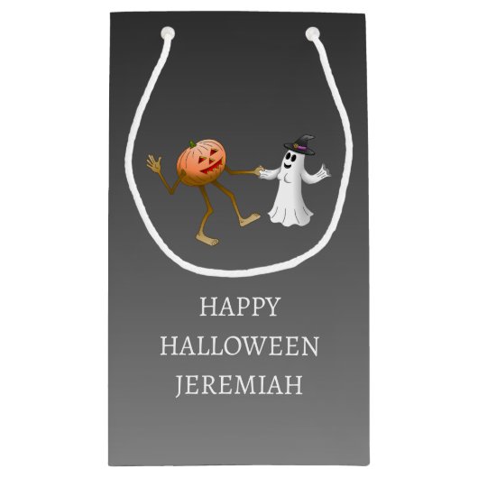 Halloween Pumpkin und Ghost tanzen Kleine Geschenktüte (Rückseite)