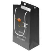 Halloween Pumpkin und Ghost tanzen Kleine Geschenktüte (Vorderseite Schrägansicht)