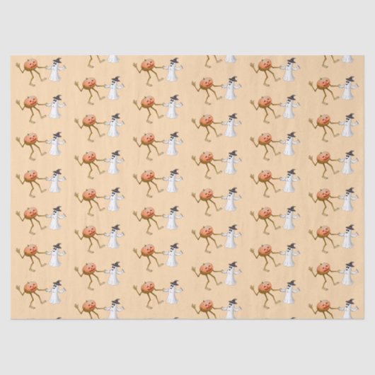 Halloween Pumpkin und Ghost tanzen Seidenpapier (Vorderseite)