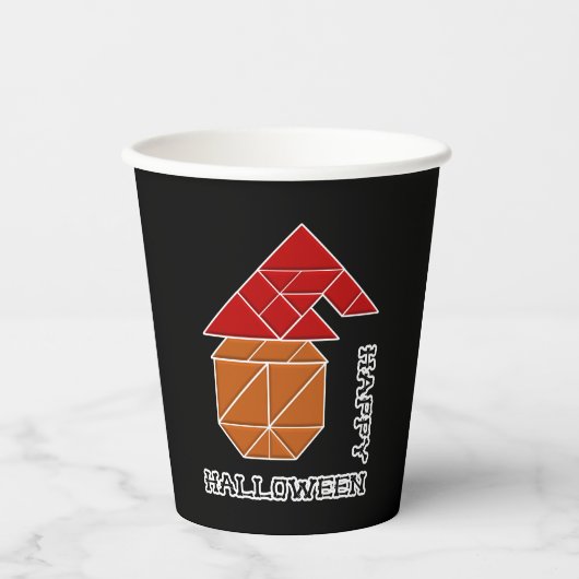 Halloween Pumpkin und Hexenhut Pappbecher (Vorderseite)