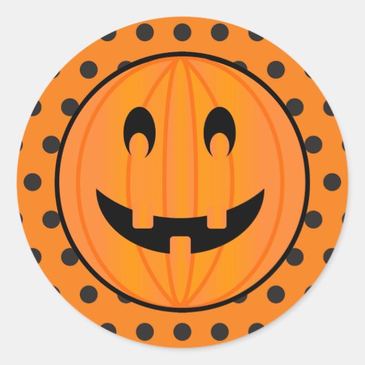 Halloween Pumpkin und Polka-Punkte Runder Aufkleber (Vorderseite)