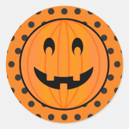 Halloween Pumpkin und Polka-Punkte Runder Aufkleber