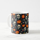 Halloween Pumpkin und Schädel Kaffeetasse (Vorderseite Links)