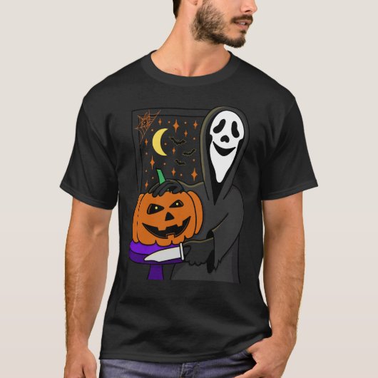 Halloween Pumpkin und Schrei-Gesicht T-Shirt (Vorderseite)