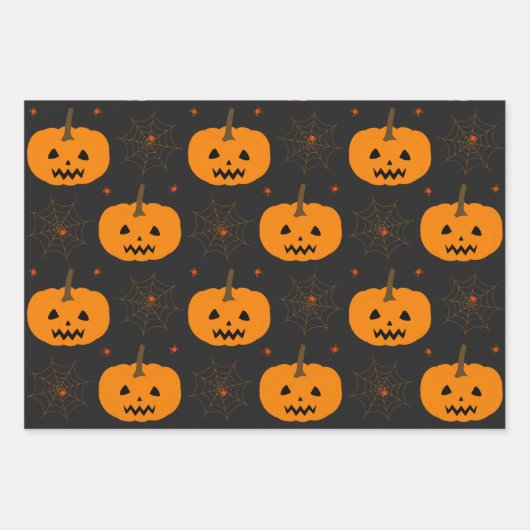 Halloween Pumpkin und Spider Web Paper Sheets Geschenkpapier Set (Vorderseite 2)
