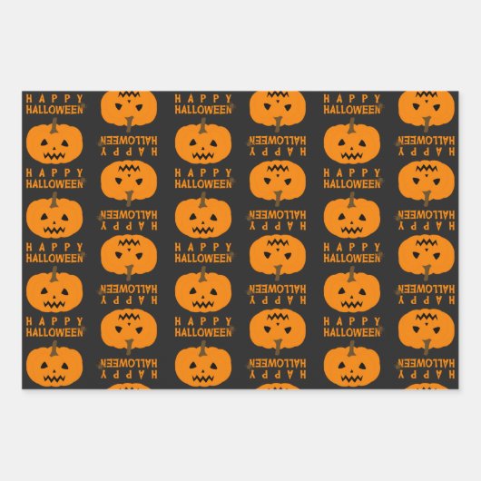 Halloween Pumpkin und Spider Web Paper Sheets Geschenkpapier Set (Vorderseite)