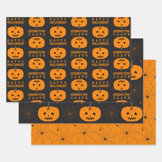 Halloween Pumpkin und Spider Web Paper Sheets Geschenkpapier Set (Set)