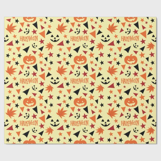 Halloween Pumpkin und Sterne Nahtlose Geschenkwrak Geschenkpapier (Flach)