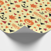 Halloween Pumpkin und Sterne Nahtlose Geschenkwrak Geschenkpapier (Ecke)