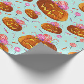 Halloween Pumpkin und Süßigkeiten Geschenkpapier (Ecke)